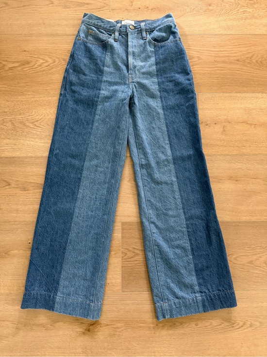 Frame atelier of denim Denim - FRAME Atelier of Denim Gale Wide Leg Two Tone Panel Jeans Button Fly Women’s 27
